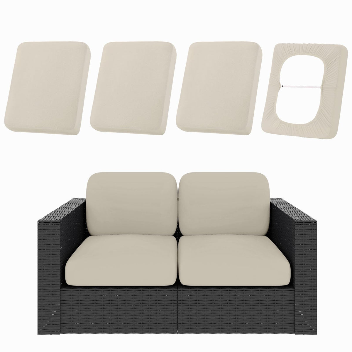 hyha 12Pcs Patio Cushion Covers, Stretch Outdoor Couch Cushion Covers