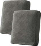 Couch Cover Stretch Velvet Sofa Cushion Cover 2-Piece - Elastic Washable Slipcover for Seat or Backrest, Couch Seat Covers for Sofas (Grey)