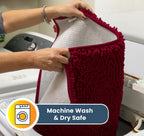 Muddy Mat® | Super Water Absorbent Door Mat Indoor, Microfiber Quick Dry Chenille Entryway Rug, Slip Resistant Front Door Mat, Indoor Mats for Entryway, Machine Washable Pet Rug, Maroon 24" x 72"