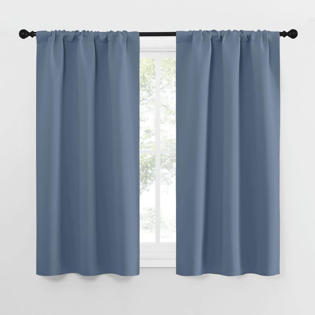 NICETOWN RV Blackout Curtains for Camper Windows, Short Blackout Curtains & Drapes, Thermal Insulated Blackout Curtain Panels for Kids Room, Play Room (Stone Blue, 29" Wide by 50" Long, 2 PCs)