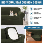 H.VERSAILTEX Modern Velvet Plush 4 Piece High Stretch Sofa Slipcover Furniture Protector Form Fit Velvet Extra Large Sofa Cover for 3 Cushion Couch Width Up to 105 Inch (XL Sofa, Olive)