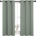 NICETOWN ROM Darkening Curtains 48 inch Length 2 Panels, Thermal Insulated Grommet Blackout Curtains for Modern Casual Elegant Bedroom Kids Room Theme Decoration (Greyish Green, 2 Pieces, W34)