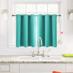 ChrisDowa Small Window Curtains for Kitchen and Bedroom - Grommet Short Thermal Insulated Room Darkening Curtains (2 Panels, Teal, 52 x 36 Inch)