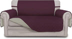 Easy-Going Reversible Loveseat Couch Cover for 2 Cushion Couch Sofa Cover for Dogs Water Resistant Furniture Protector with Foam Sticks Elastic Straps for Pet (Loveseat, Wine/Beige)