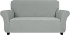 ZNSAYOTX Super Stretch Loveseat Covers (57"-70"), New Striped Love Seat Slipcover, Dogs Pet Friendly Anti-Slip Couch Protector Spandex Durable 2 Seater Fabric Sofa Cover(Light Grey, Loveseat)