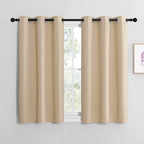 NICETOWN Blackout Curtain Panels for Bedroom, Biscotti Beige, 2 Panels, W29 x L30-inch, Thermal Insulated Grommet Top Blackout Draperies and Drapes for Basement