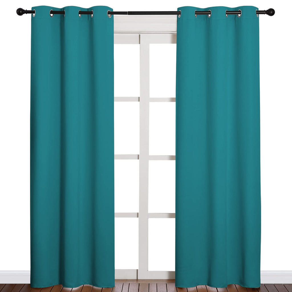 NICETOWN Room Darkening Curtains 84 inch Length 2 Panels, Thermal Insulated Grommet Blackout Curtains for Modern Casual Elegant Bedroom Kids Room Theme Decoration (Peacock Teal, 2 Pieces, W42)