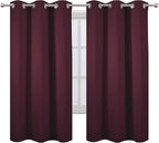 LEMOMO Burgundy Red Blackout Curtains 42 x 63 Inch Length/Set of 2 Curtain Panels/Thermal Insulated Room Darkening Blackout Curtains for Bedroom