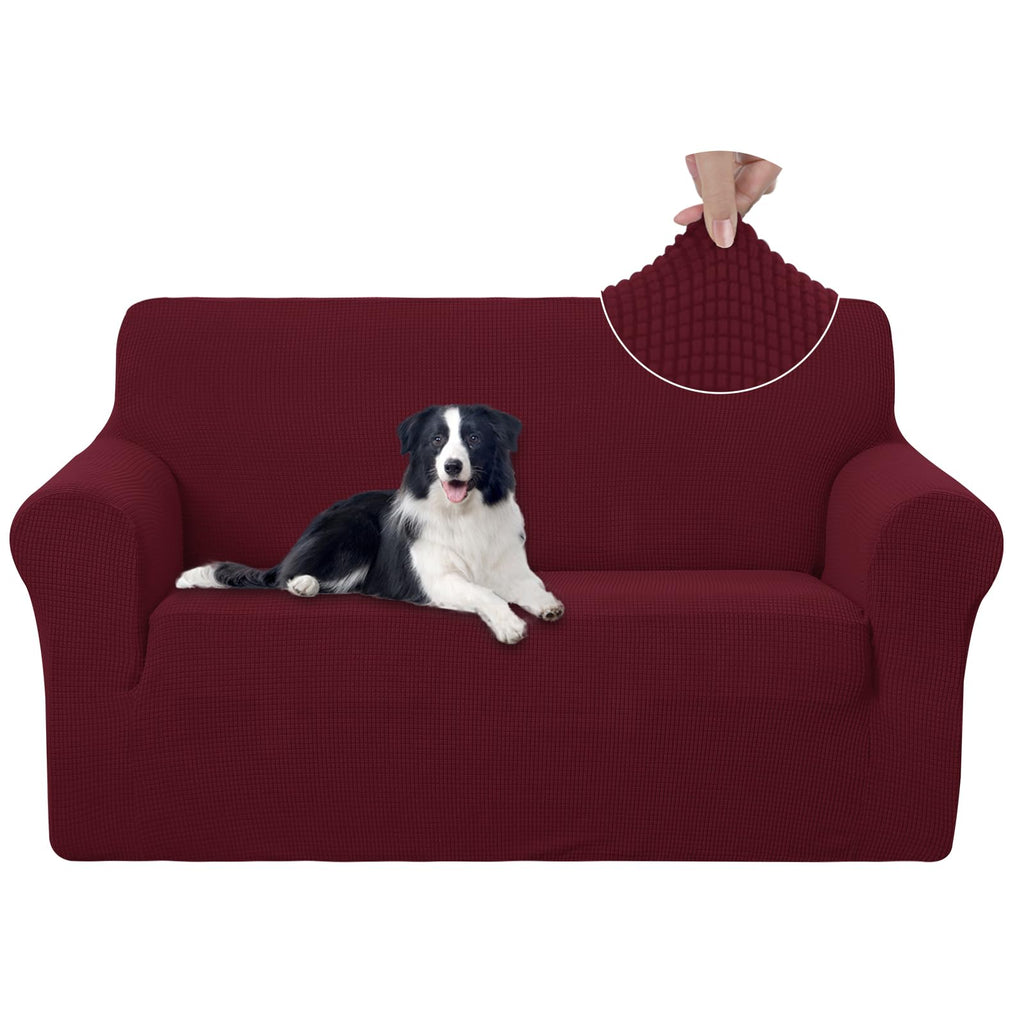 U-NICE HOME Loveseat Cover Stretch Couch Cover Sofa Slipcover, Burgundy