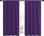 NICETOWN Kitchen Curtains, Short Blackout Curtains & Drapes, Home Decoration Window Treatment Cafe Curtain Panels with Rod Pocket (Royal Purple, 42-inch Wide x 54-inch Long, 2 Panels)