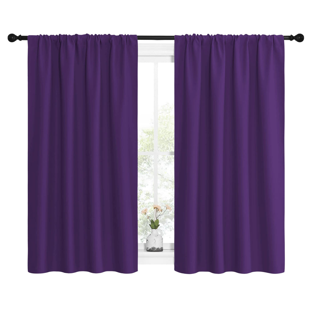 NICETOWN Kitchen Curtains, Short Blackout Curtains & Drapes, Home Decoration Window Treatment Cafe Curtain Panels with Rod Pocket (Royal Purple, 42-inch Wide x 54-inch Long, 2 Panels)