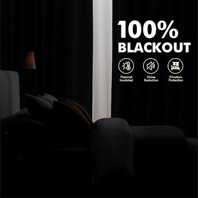 MIULEE 100% Blackout Linen Curtains 42 x 90 Inch Linen Beige 2 Panels