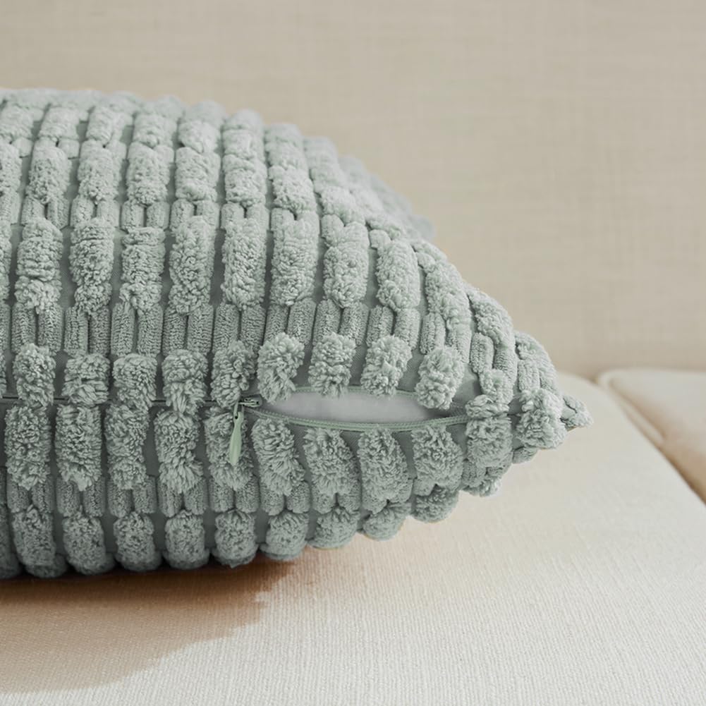 Fancy Homi 4 Packs Decorative Throw Pillow Covers for Living Room Couch Bed, Modern Farmhouse Boho Home Décor Accent Cushion Case, 18" x 18", Grey Blue