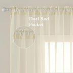 MIULEE Light Cream Sheer Curtains 96 inches Long Window Curtains 2 Panels Solid Color Elegant Window Voile Panels/Drapes/Treatment for Bedroom Living Room (54 X 96 Inches Light Cream)