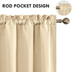 DWCN Blackout Curtains Room Darkening Thermal Insulated Bedroom Curtains Window Curtain Panels, 52 x 45 inches Long, Set of 2 Beige Rod Pocket Drapes
