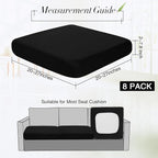 Newwiee 8Pcs Patio Cushion Covers Stretch Outdoor Cushion Cover Replacement for Patio Furniture Sofa Couch Slipcovers, Soft Flexibility Washable Furniture Protector(Waterproof Pure,Black)