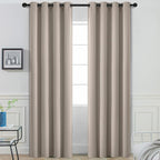 Yakamok Room Darkening Blackout Curtains Thermal Insulated Grommet Curtain Panels for Bedroom, 52W x 84L, Natural, 2 Panels