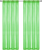 SpaceDresser Sheer Voile Window Treatment Rod Pocket Curtain Panels for Kitchen Bedroom Living Room Drapes Sunlight Filtering Privacy Semi Home Decor Assorted Colors Sizes (Sharp Green, 52 W x 63 L)