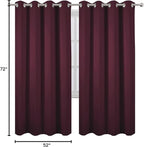 LEMOMO Burgundy Red Thermal Blackout Curtains/52 x 72 Inch/Set of 2 Panels Room Darkening Curtains for Bedroom