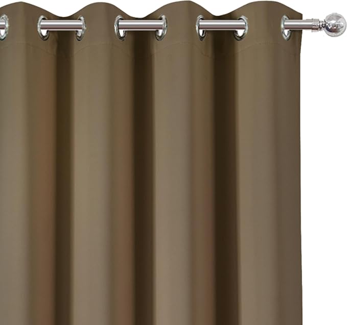 LEMOMO Blackout Curtains 66 x 72 Inch Long Brown Curtains Set of 2 Panels Room Darkening Curtains for Bedroom and Living Room