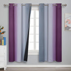 Estelar Textiler Ombre Purple and Grey Blackout Curtains 72 Inches Long, Full Room Darkening Curtains for Living Room, Grommet Thermal Insulated Gradient Drapes for Bedroom, 42x72 Inch, 2 Panels