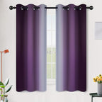 SimpleHome Ombre Room Darkening Curtains for Bedroom, Gradient Purple to Grey White Light Blocking Thermal Insulated Grommet Window Curtain/Drapes for Living Room,2 Panels, 42x63 inches Length