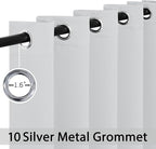 Yakamok Greyish White Curtains for Bedroom,Grommet Thermal Insulated Room Darkening Curtains for Living Room, 62W x 63L, 2 Panels