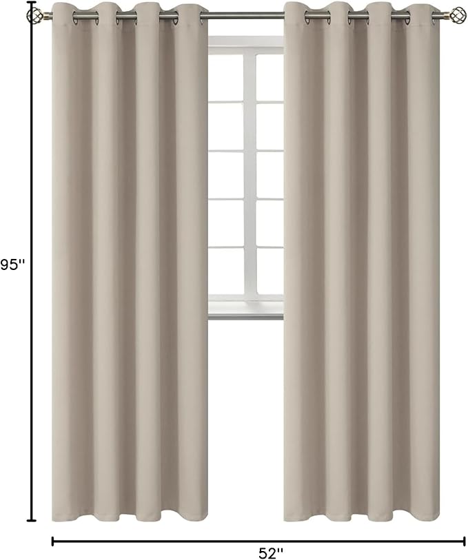 BGment Camel Room Darkening Curtains 95 Inch for Living Room - 2 Panels