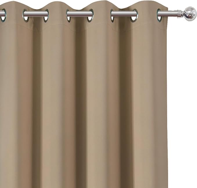 LEMOMO Blackout Curtains 66 x 95 inch/Natural Curtains Set of 2 Panels/Thermal Insulated Room Darkening Bedroom Curtains