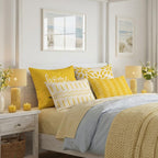 YCOLL Pillow Covers 22x22 Set of 4, Modern Sofa Throw Pillow Cover, Decorative Outdoor Linen Fabric Pillow Case for Couch Bed Car, Yellow