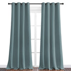 NICETOWN Modern Blackout Curtains Noise Reducing, Thermal Insulated and Privacy Room Darkening Drape Panels for Boy's Guest Room Door Window (Greyish Blue, 2 Panels, W55 x L90 -Inch)
