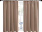 NICETOWN Kitchen Window Blackout Curtains - Window Treatment Thermal Insulated Rod Pocket Blackout Draperies/Drapes for Bedroom/Kitchen (Tan=Cappuccino, Set of 2, 42 inches Wide by 48 inches Long)
