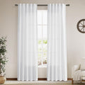 Nanspring White Linen Curtains 84 Inch Length 2 Panels Set for Living Room Back Tab Light Filtering Semi Sheer Curtain for Bedroom Farmhouse Drapes, 40x84 Inch, 2 Panels