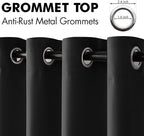 MIULEE Blackout Door Curtain Set of 2, 34 x 80 Inch Black Thermal Insulated Room Divider Drapes with Grommet Top for Privacy Cover, Living Room, Bedroom, Closet & Temporary Doorway