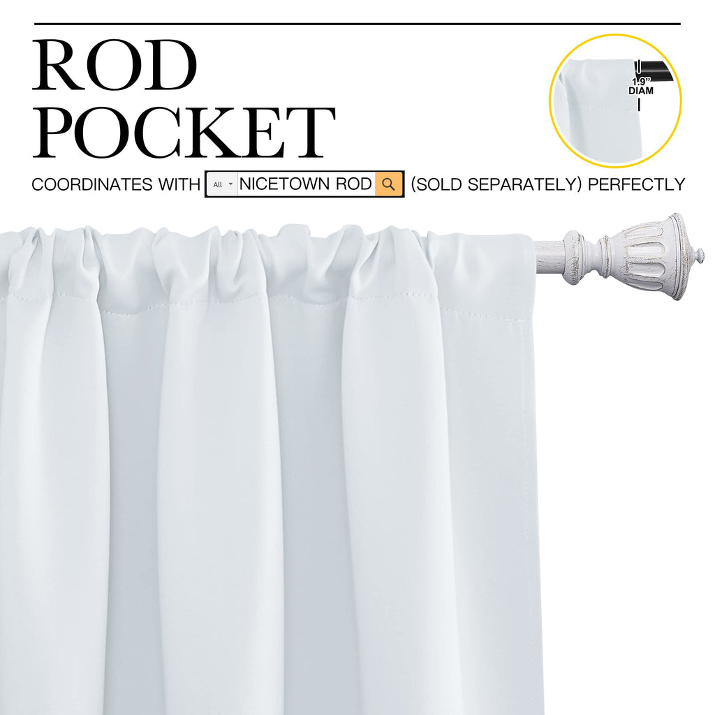 NICETOWN Greyish White Window Curtain Panels - Thermal Insulated Rod Pocket Room Darkening Curtain Sets for Bedroom (Greyish White, 2 Panels, 34 in x 84 in (W x L))