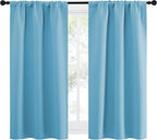 NICETOWN Kitchen Curtains for Small Windows, Privacy Thermal Insulated Blackout Curtains & Drapes for Boys Room (Teal Blue, 34" Wide by 54" Long, 2 Pieces)