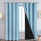 Yakamok Full Blackout Curtains 84 Inches Long,Blackout Curtain Panels for Bedroom, 2 Thick Layers Grommet Top Thermal Insulated Drapes with Black Liner for Living Room(Sky Blue, Set of 2)