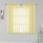 Simplebrand Light Yellow Short Sheer Curtains 45 Inch Length for Small Windows, Rod Pocket 2 Panels Set Solid Voile Drapes Window Sheer Curtains for Bedroom Bathroom Kids Room Kitchen, 42x45 Inch
