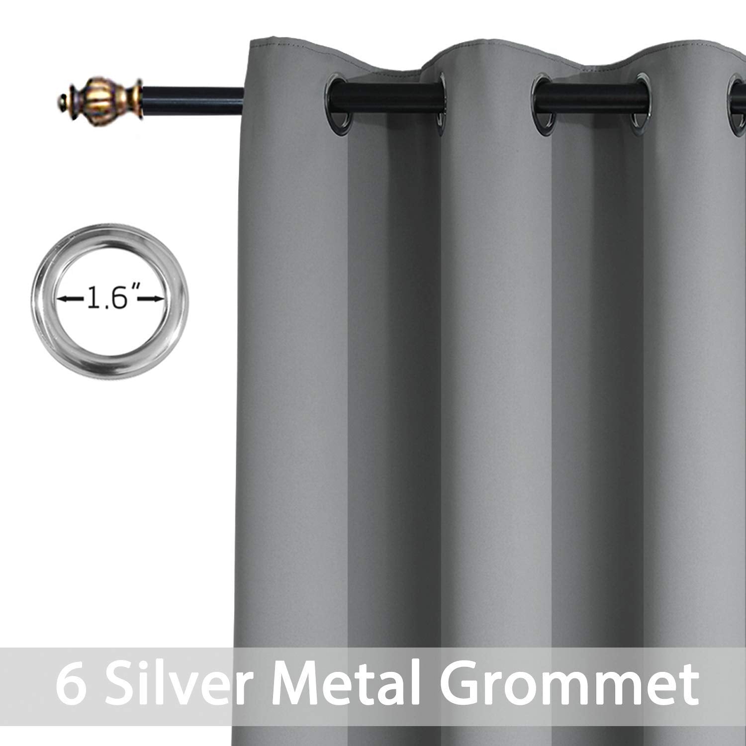 Yakamok Blackout Curtains 38x54 inch Grey Thermal Drapes-Bedroom