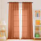 Ebesto Orange Sheer Curtains for Window 96 Inches Long 2 Panels Set, Soft Airy Light Filtering Voile Sheer Curtains for Living Room Bedroom, Dual Rod Pocket Elegant Window Drapes, 2x42Wx96L Inches