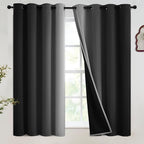 SimpleHome Black Ombre 100% Blackout Curtains for Bedroom 54 Inches Long, Room Darkening Thermal Insulated Grommet Curtains for Living Room, 2 Panels, 52x54 inches Length