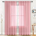 SpaceDresser Sheer Voile Window Treatment Rod Pocket Curtain Panels for Kitchen Bedroom Living Room Drapes Sunlight Filtering Privacy Semi Home Decor Assorted Colors Sizes (Blush, 52 W x 108 L)