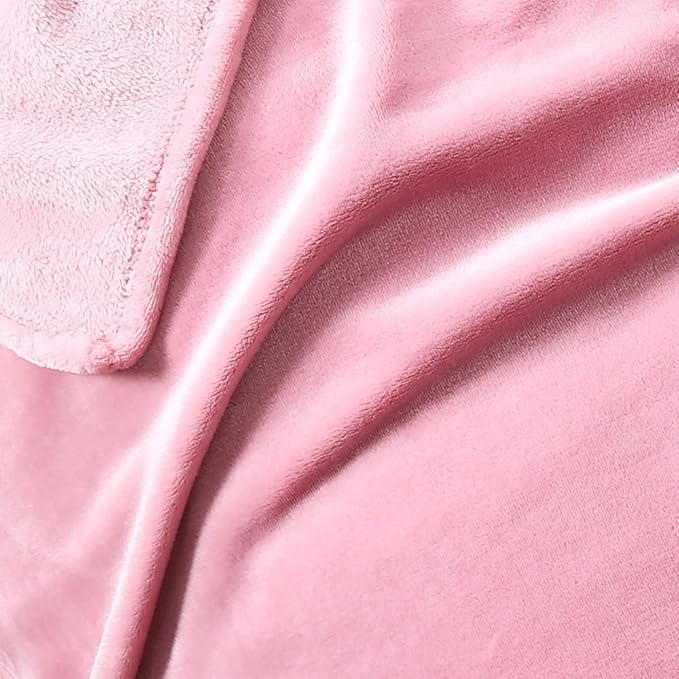 TASTHROW Large Flannel Fleece Throw Blanket, 90×90 Inch - Pink