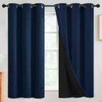 SimpleHome 100% Blackout Curtains for Bedroom,Thermal Insulated Grommet Window Drapes Room Darkening Navy Blue Curtains for Living Room with Black Back,42 x 63 Inch,2 Panels