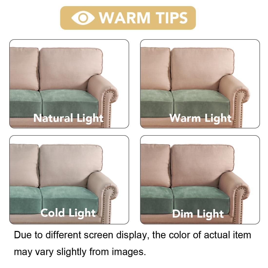 H.VERSAILTEX Velvet Stretch Couch Cushion Cover Plush Cushion Slipcover for Chair Loveseat Sofa Cushion Furniture Protector Seat Cushion Sofa Cover (2 Piece Large Sofa Cushion Covers, Sea Grass)
