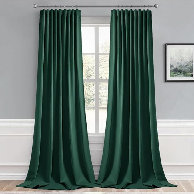 MIULEE Christmas Hunter Green Back Tab Blackout Curtains 52"x96" 2 Panels