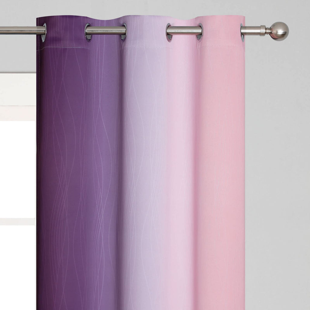 Pink and Purple Ombre Blackout Curtains for Girls Bedroom 54 Inches Long