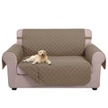 U-NICE HOME Loveseat Sofa Cover for 2 Cushion Couch, Taupe/Taupe