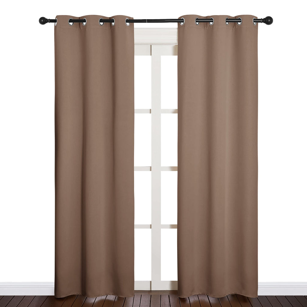 NICETOWN Window Draperies Blackout Curtain Panels, Window Treatment Thermal Insulated Solid Grommet Blackout Drapes for Bedroom (One Pair, 34 by 84 inches, Cappuccino)