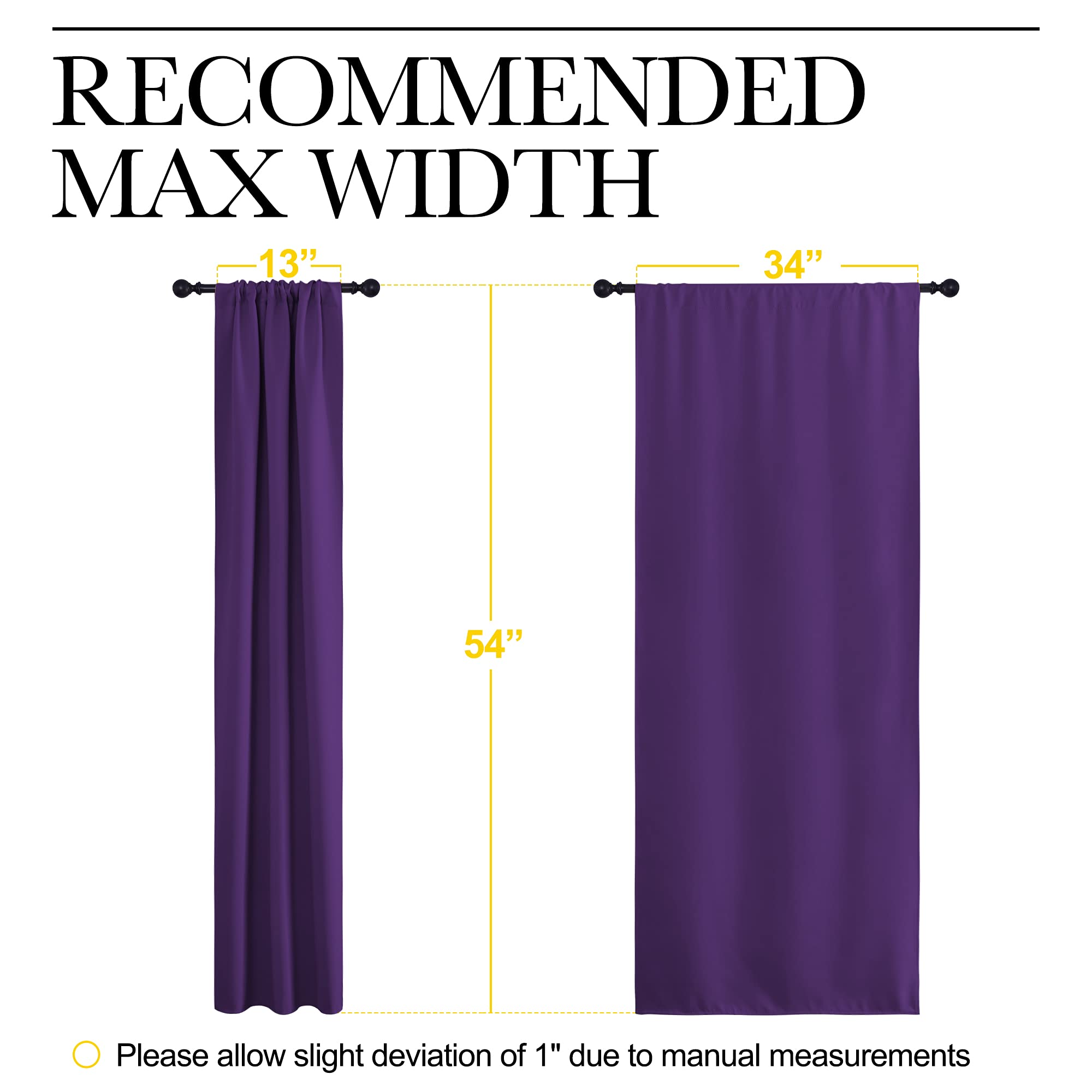NICETOWN Kitchen Curtains, Short Blackout Curtains & Drapes, Home Decoration Window Treatment Cafe Curtain Panels with Rod Pocket (Royal Purple, 34-inch Wide x 54-inch Long, 2 Panels)